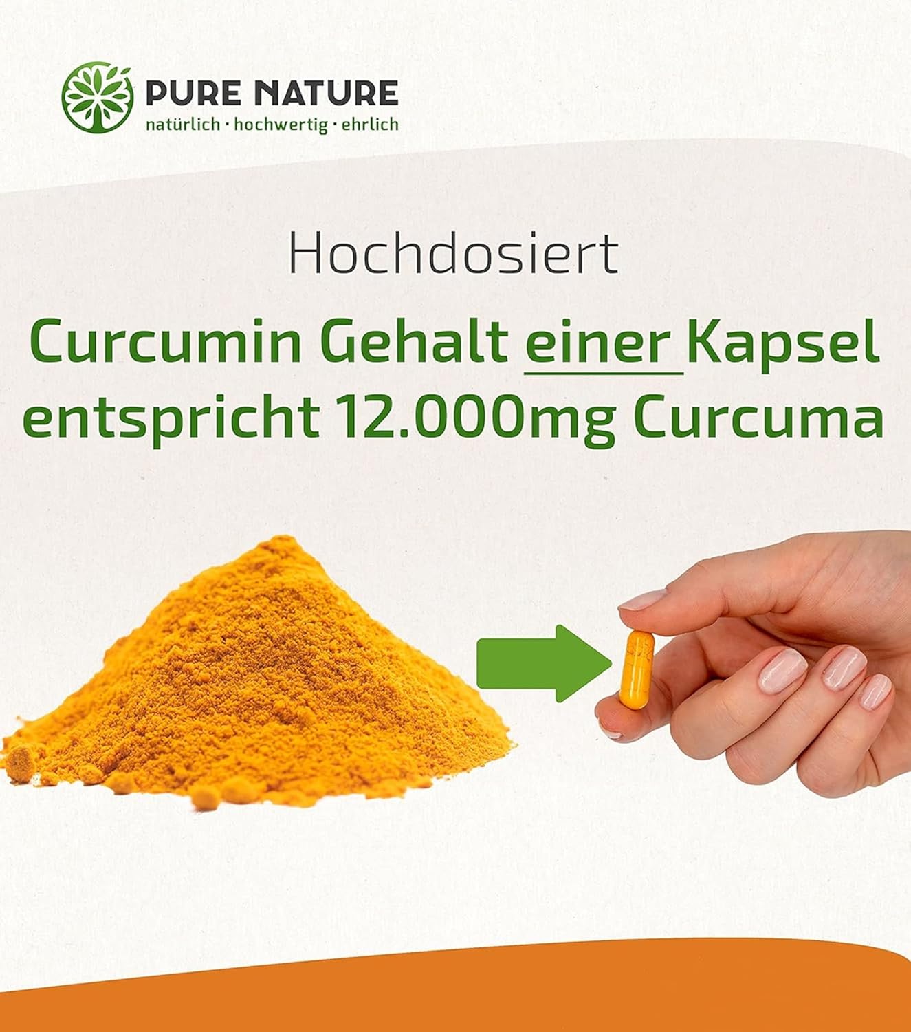 Thumbnail 1 de Pure Nature Kurkuma Komplex hochdosiert – 90 Kapseln mit Curcumin, Piperin und Vitamin C