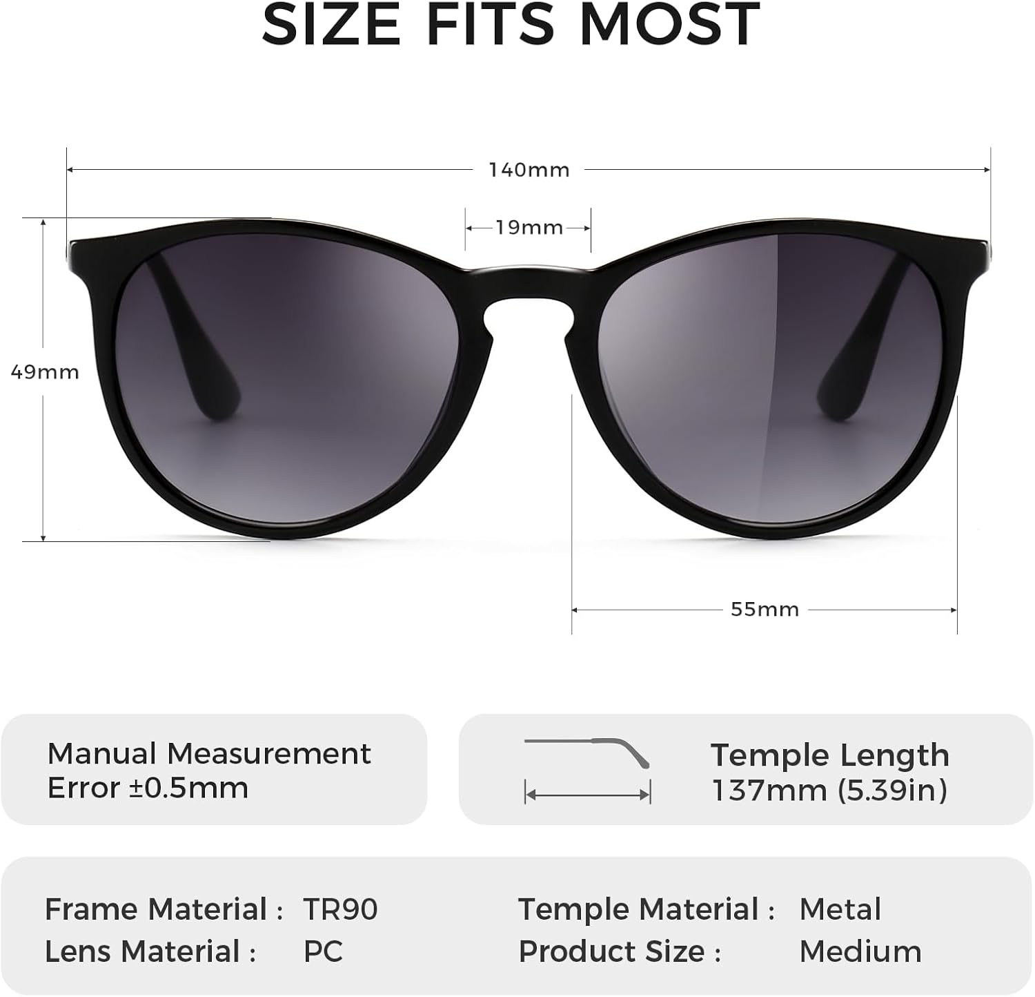 Thumbnail 4 de SUNGAIT Vintage Runde Damen Sonnenbrille – UV400 Schutz, TR90 Rahmen, Retro Design