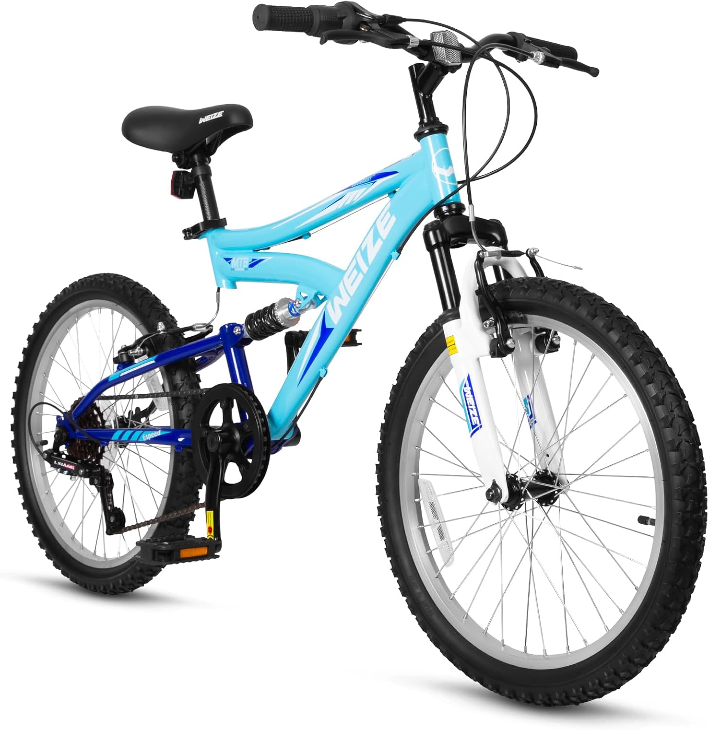 Detalle de WEIZE Kids Mountain Bike, 20- or 24-Inch, Steel Frame, Dual Suspension