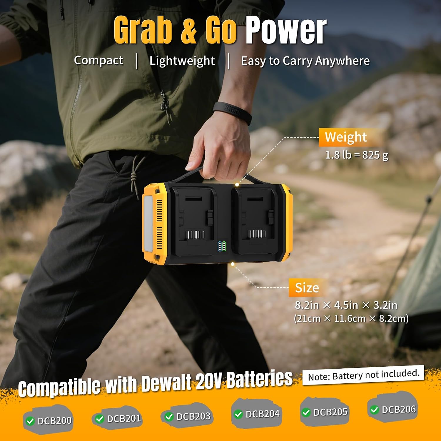 Detalle de Kzreect 350W Pure Sine Wave Inverter for Dewalt 20V Batteries