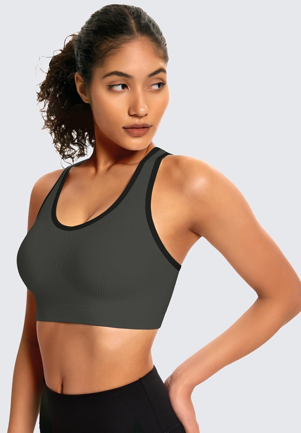 Detalle de AENLLEY Seamless Wireless Racerback High Impact Sports Bra for Women