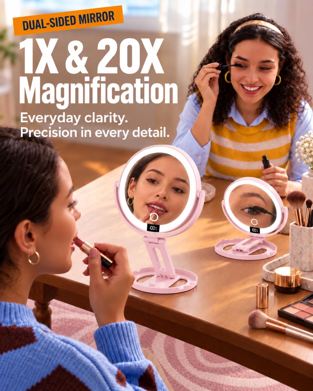 Detalle 2 de Travel Makeup Mirror with Lights, 2000mAh Rechargeable Battery