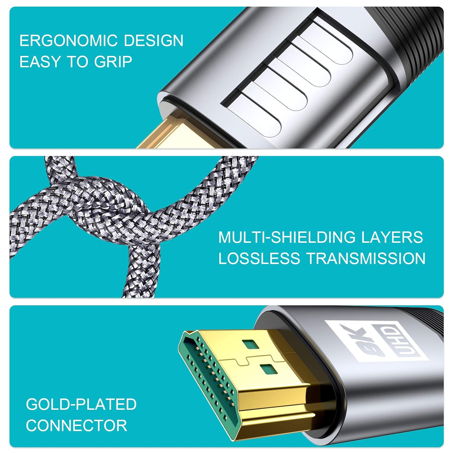 Detalle 2 de AviBrex RM 8K HDMI 2.1 Cable, 3 m, 48 Gbps, 8K at 60 Hz