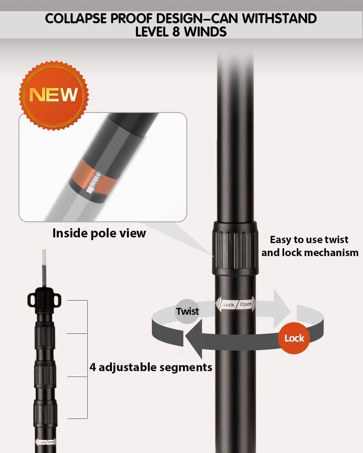 Thumbnail 2 de AVOFOREST telescoping tarp poles set (88–265cm) with lightning protection cap