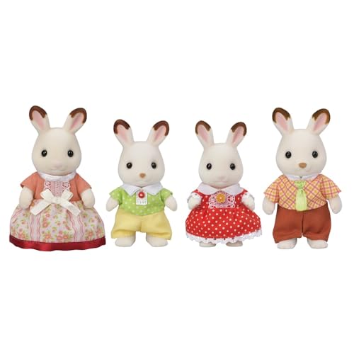 Detalle de Sylvanian Families - La famille Lapin Chocolat (Set 4 figurines) - Un classique articulé pour l’imaginaire des tout-petits