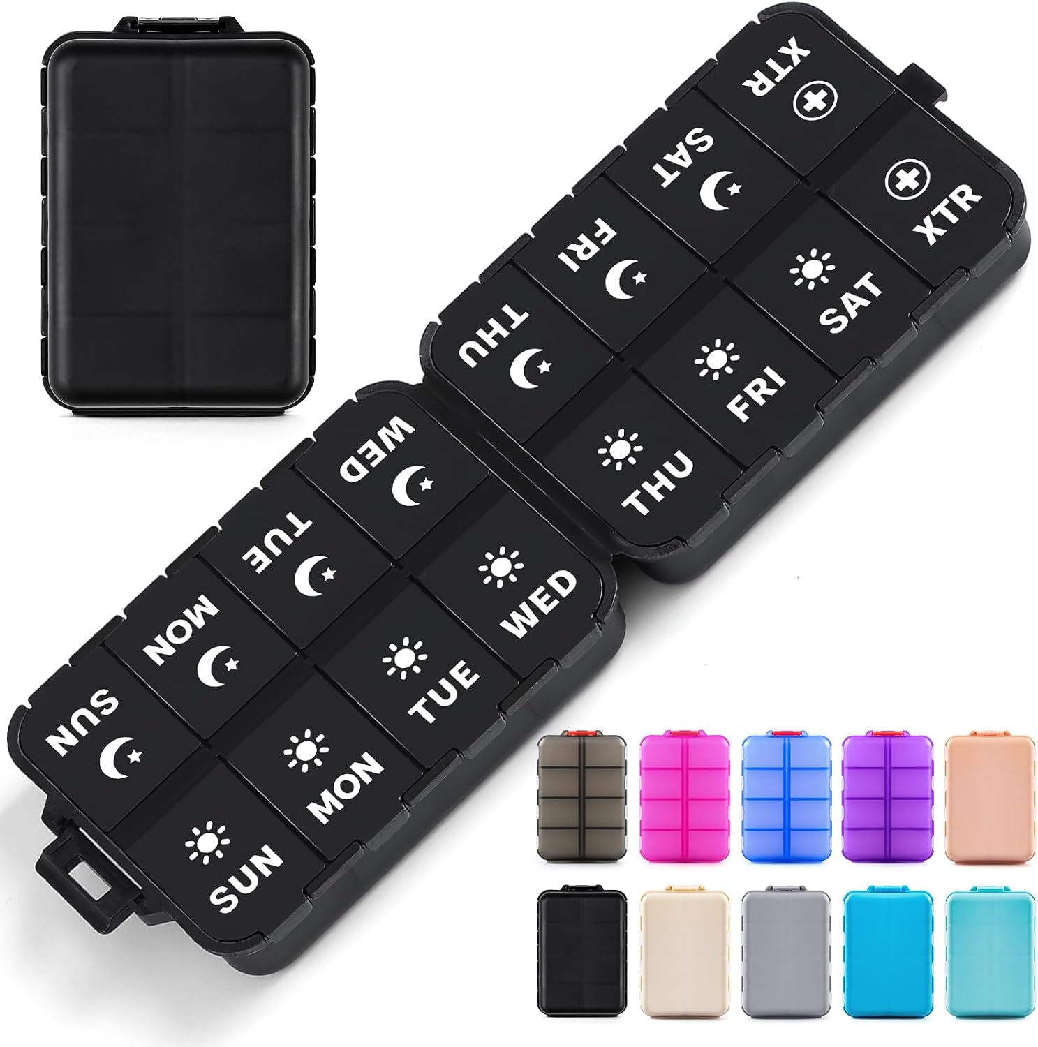Detalle de Foldable Weekly Pill Organizer 7-Day, 2x Daily ๐