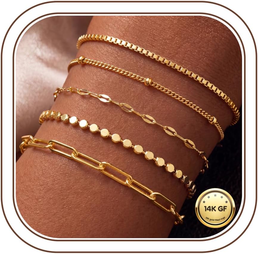Thumbnail 6 de Diamday 5er-Set Armbänder, 14K vergoldet, verstellbar und wasserfest