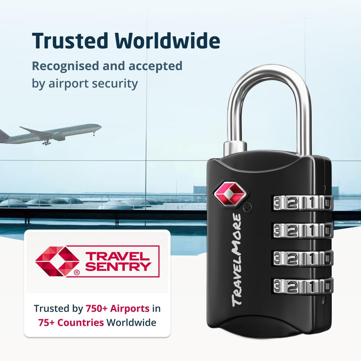 Thumbnail 3 de TravelMore 3 Pack TSA Luggage Locks with 4 Digit Combination – Heavy Duty Padlocks for Travel