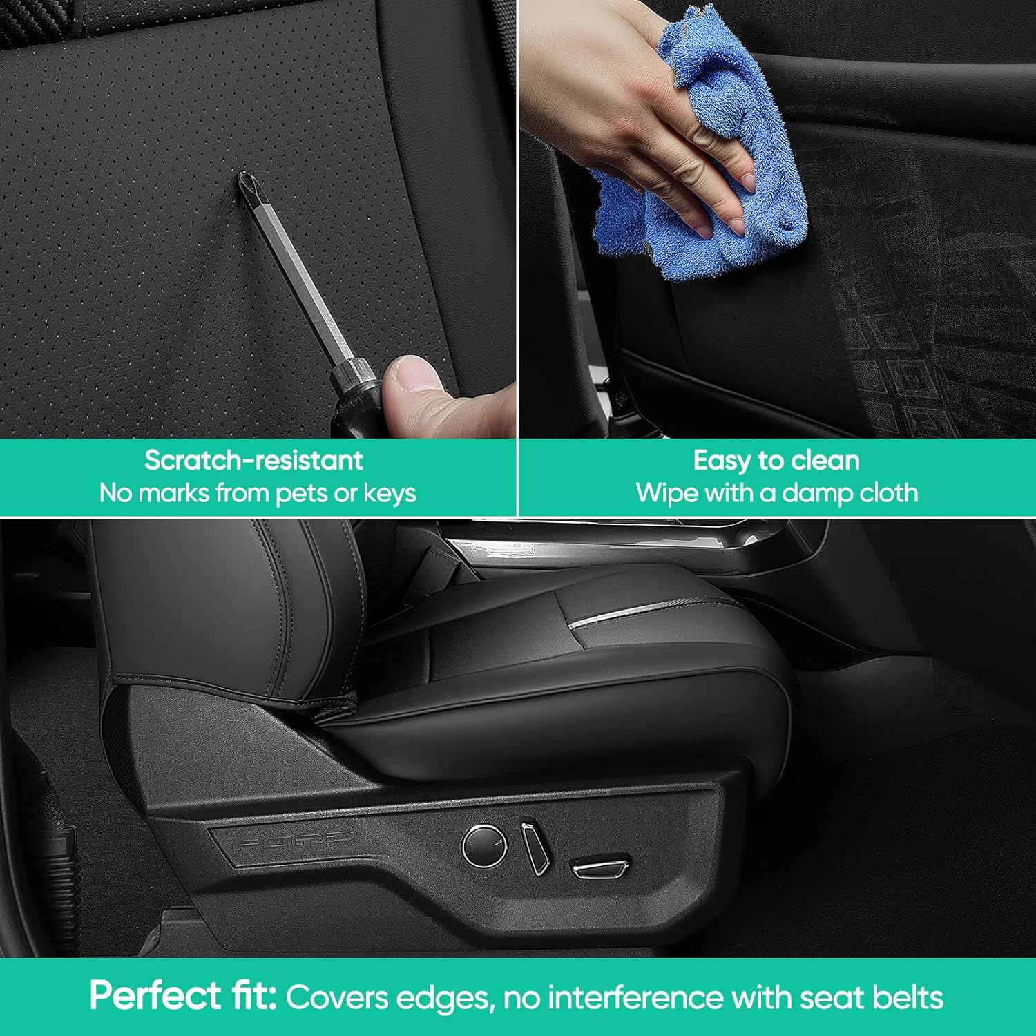 Thumbnail 6 de DiffCar Ford F-150 Front Seat Covers (2015-2026): Custom Leather Look, edge-to-edge fit for SuperCrew/Crew Cab