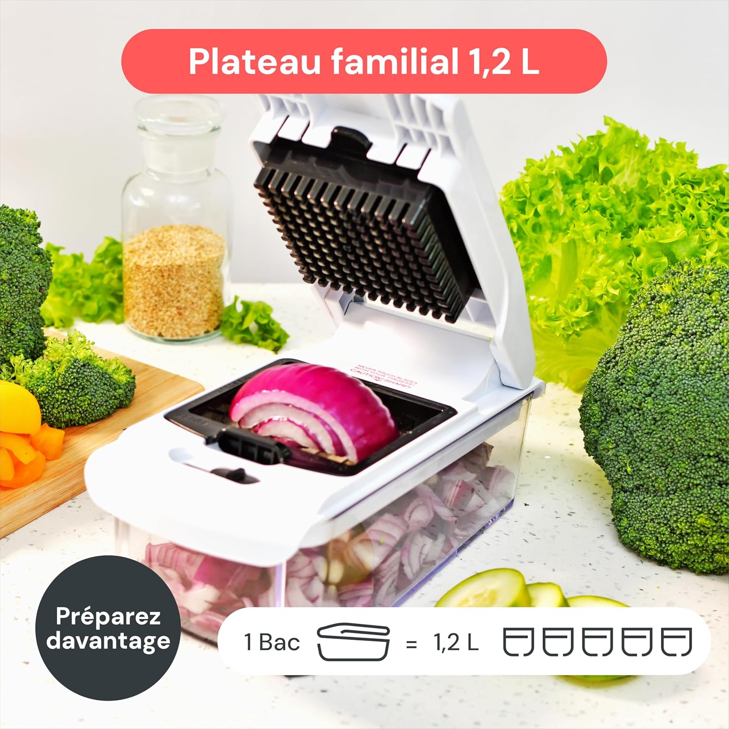 Thumbnail 5 de Fullstar Coupe Légumes Multifonction et Spiraliseur – Hachoir Pro 4-en-1, 1,2 L, Blanc