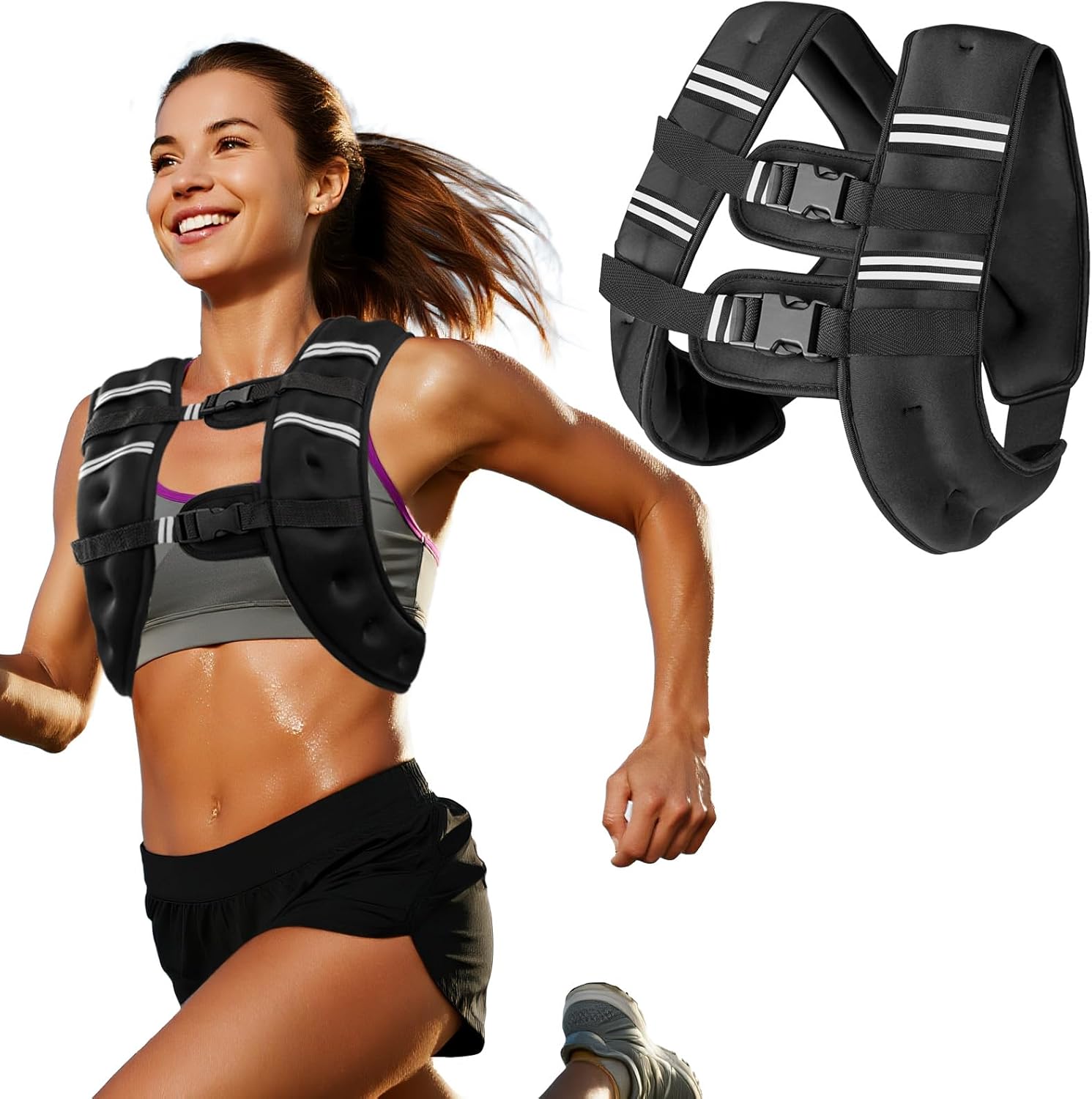 Thumbnail 6 de Zikopomi Weighted Vest – Adjustable 6–30 lb Vest with Reflective Stripes for Weight Training and Running