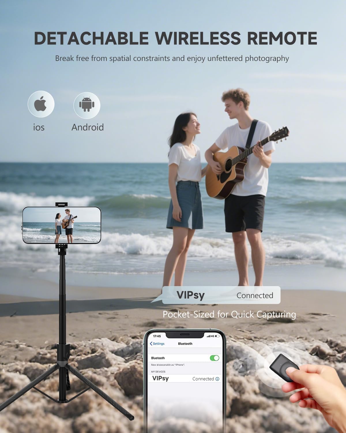 Thumbnail 3 de RISEOFLE 180cm Phone Tripod with Wireless Remote