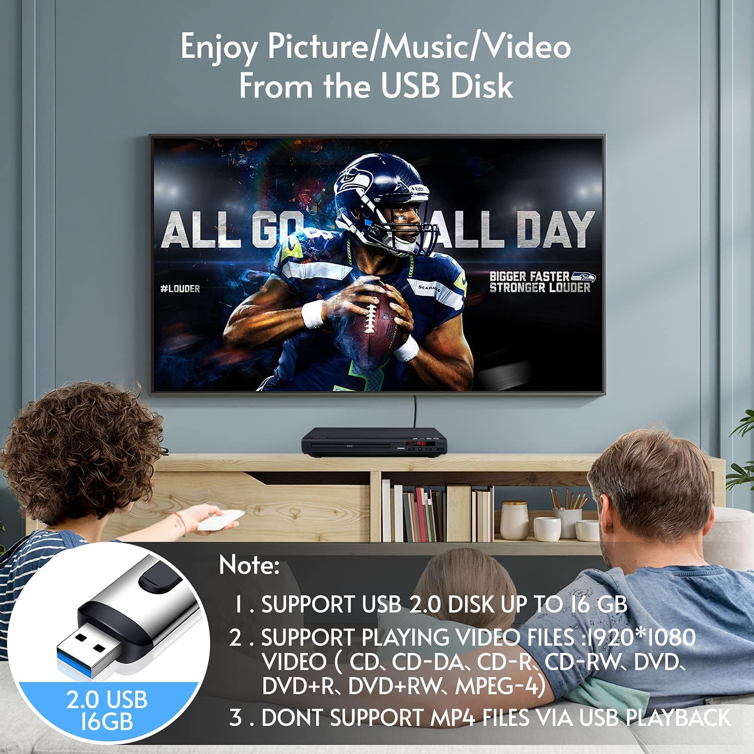 Detalle 2 de Full HD 1080p Upscaling DVD Player with HDMI Output (All-Region Free), USB Port, Remote & AV/HDMI Cable Included