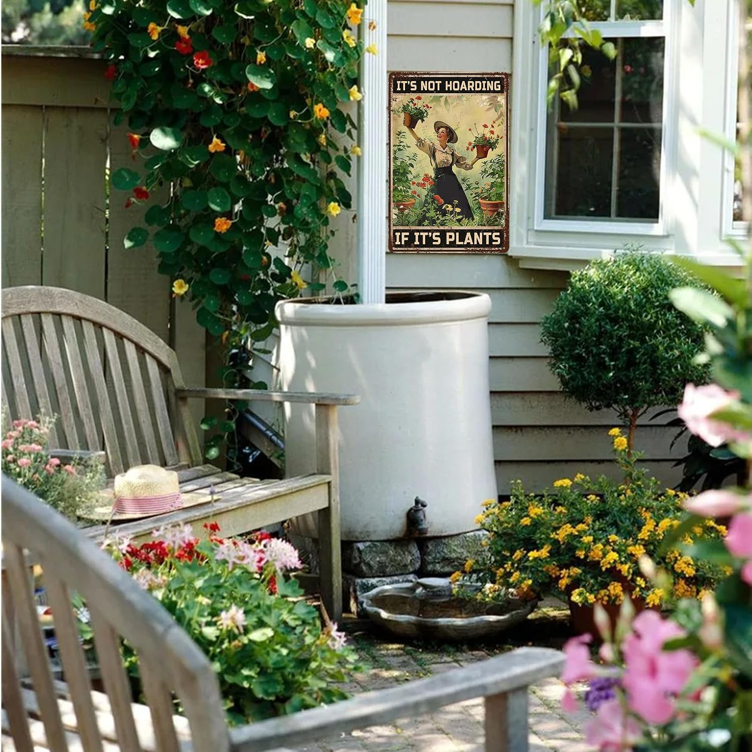 Detalle de Funny Vintage Metal Tin Garden Signs – 5-Pack 20 x 30 cm