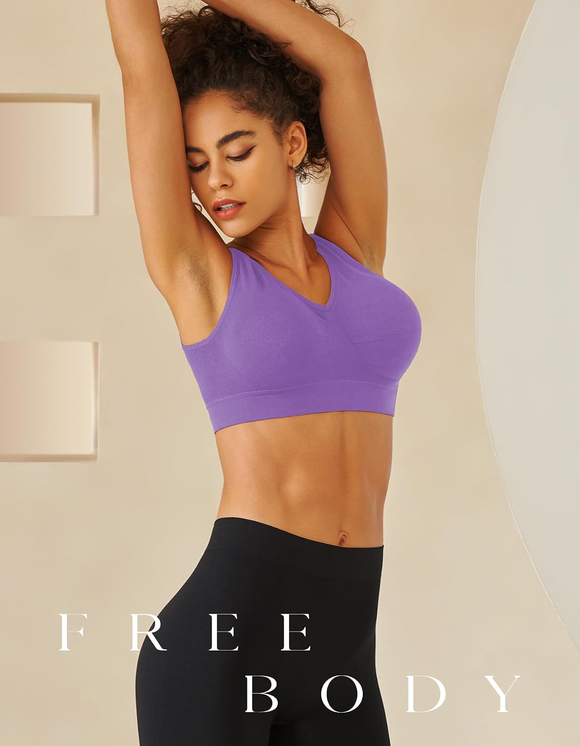 Detalle de SIMIYA Seamless Wireless Sports Bra for Women, Light Support, Removable Pads