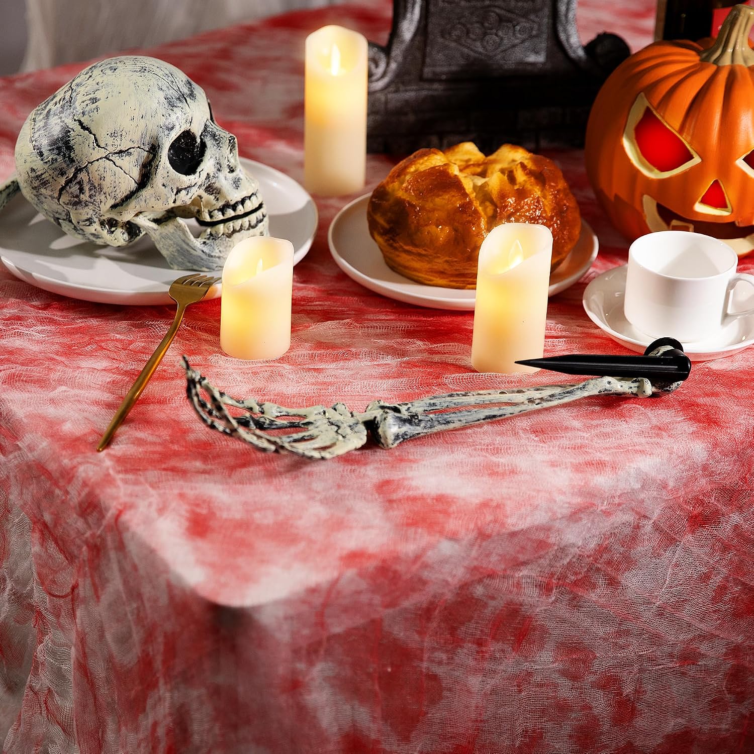 Detalle 2 de RunNico RunNico01 Halloween Creepy Cloth, Red Stretch Gauze, 400 x 85 in