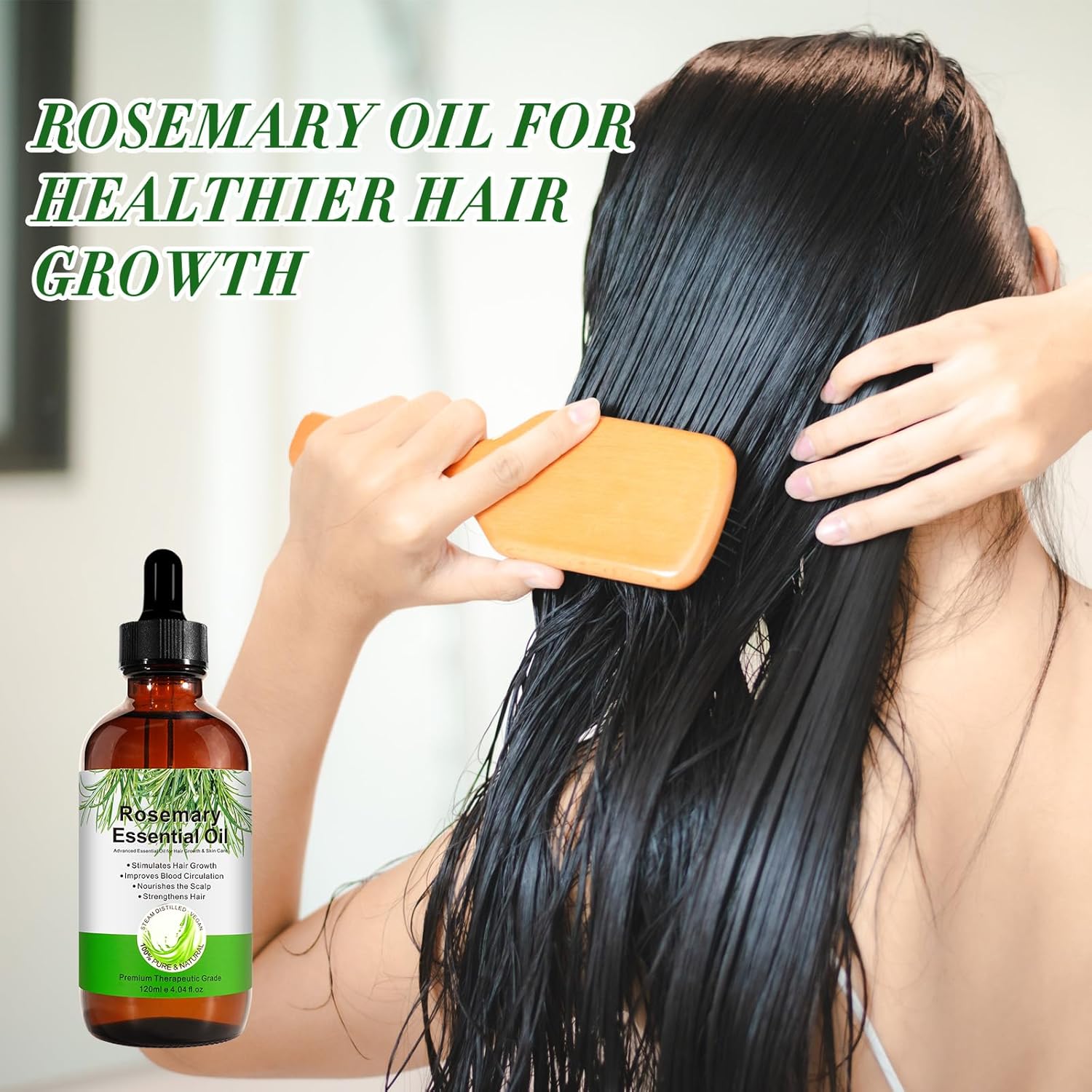 Detalle de Huile essentielle de Romarin – croissance des cheveux et soins de la peau, 120 ml, 100% pure et naturelle