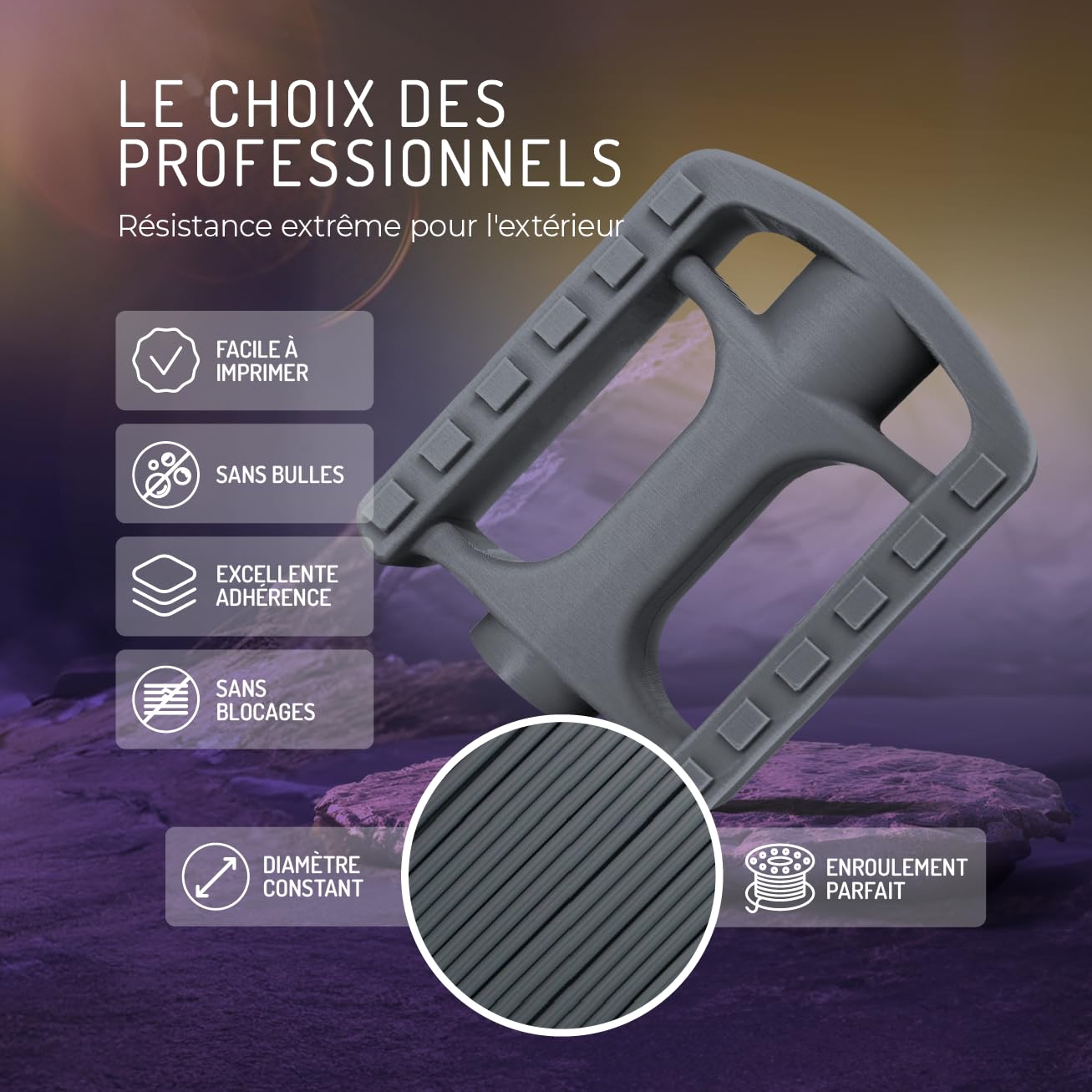 Thumbnail 3 de WINKLE Filament ASA 1kg Gris Cendre pour imprimante 3D 📦