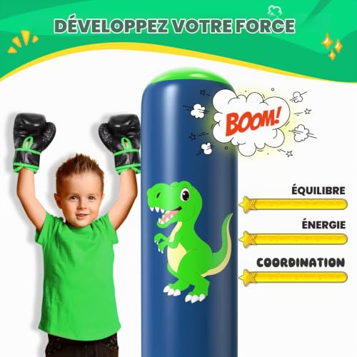 Detalle 2 de QPAU sac de boxe gonflable sur pied pour enfants, PVC 0,5 mm, 120 cm