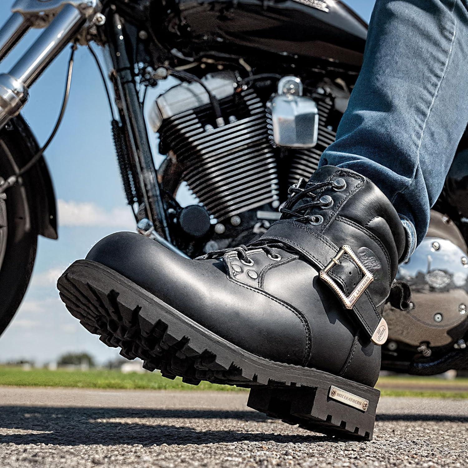 Detalle de Hot Leathers BTM1007 6-Inch Logger Motorcycle Boots with Adjustable Buckle