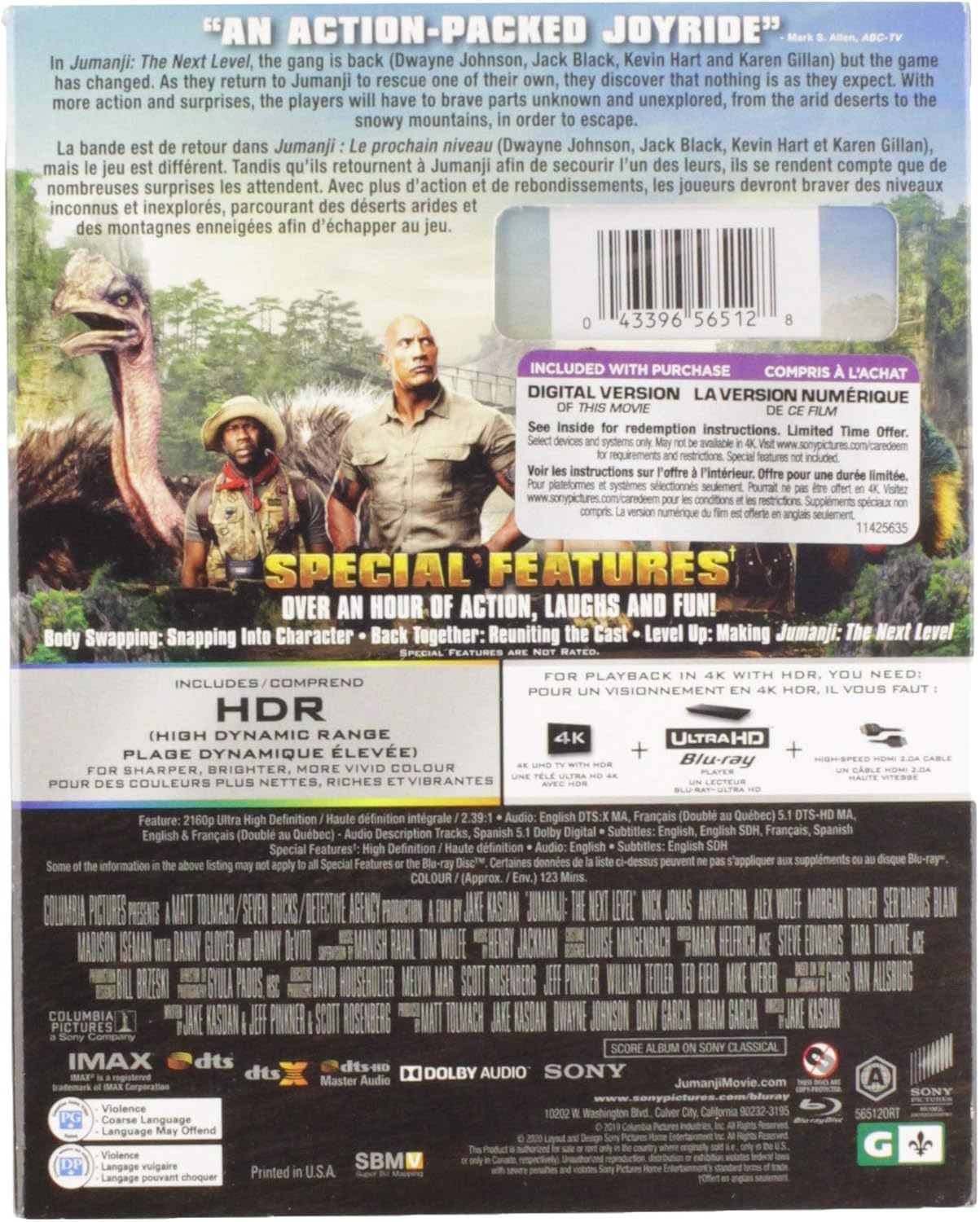 Detalle 2 de Jumanji: The Next Level 4K UHD/Blu-ray Combo, Bilingual Adventure Comedy