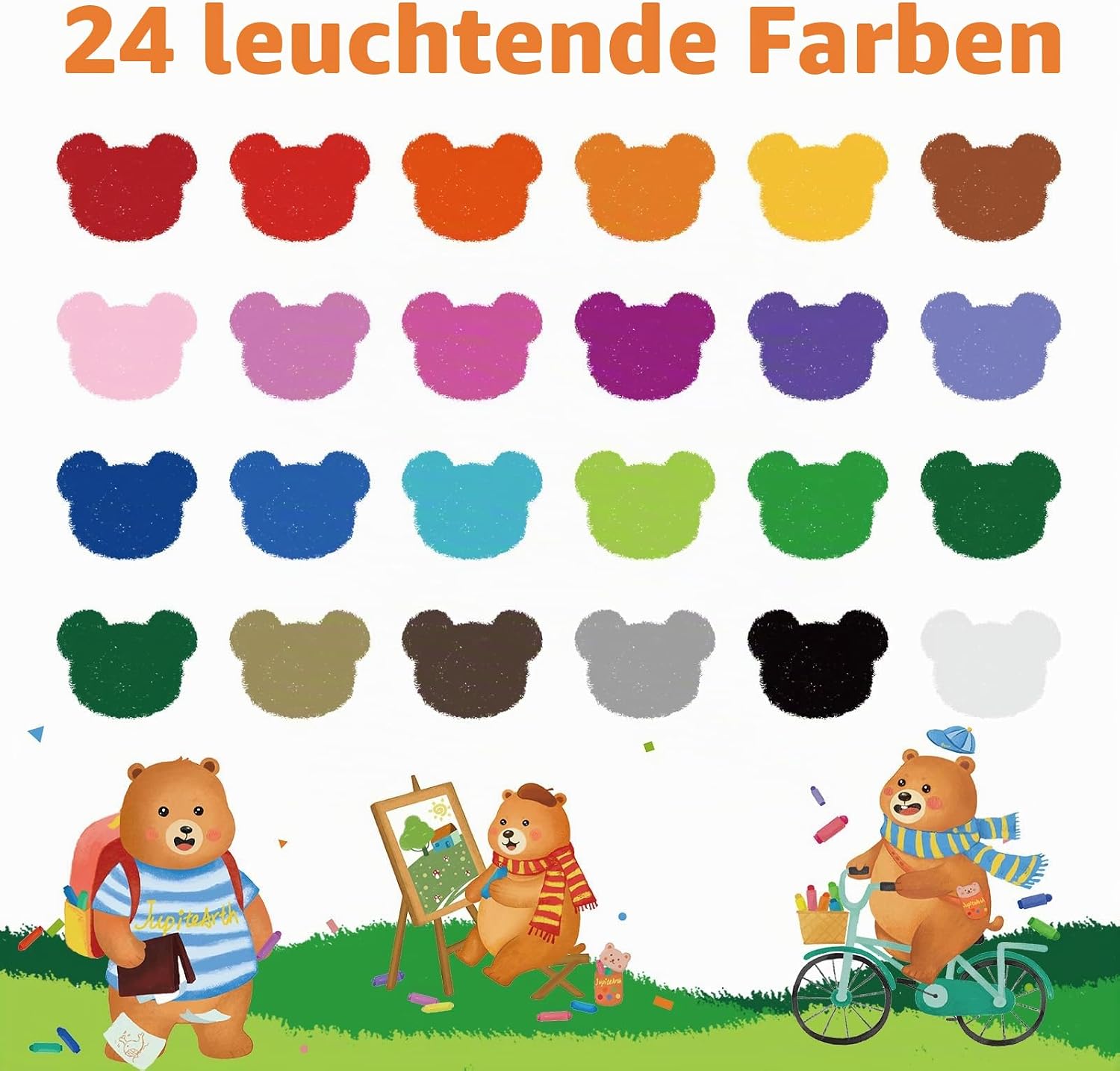 Thumbnail 4 de JUPITEARTH Wachsmalstifte für Kleinkinder – 24 leuchtende Farben, Drehbar, abwaschbar