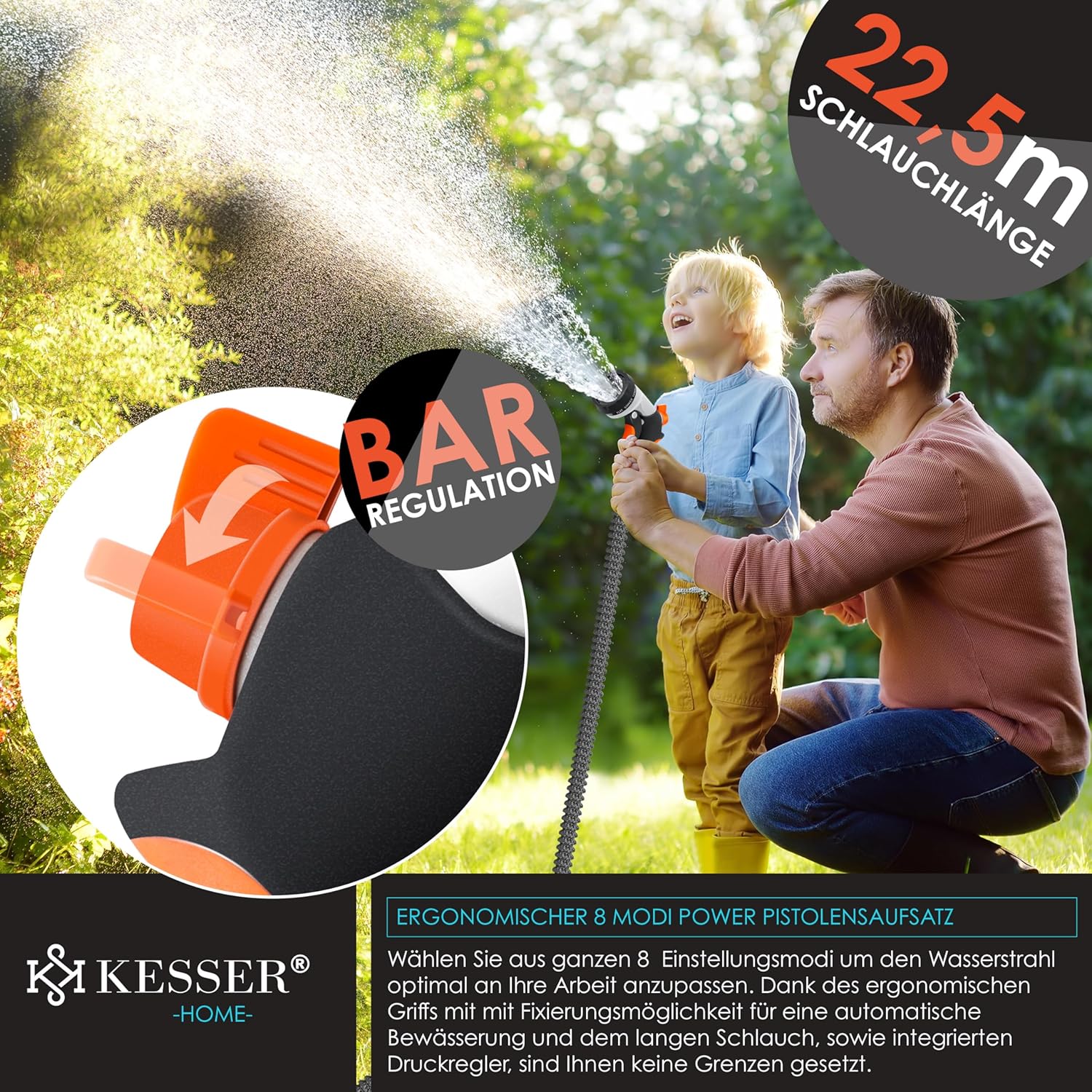Thumbnail 5 de KESSER® flexibler Gartenschlauch 22,5 m – dehnbarer Flexischlauch mit 3-fach Latexkern und Wandhalterung