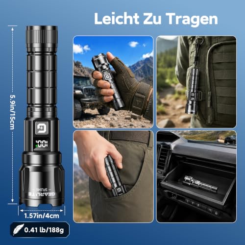 Thumbnail 6 de GEARLITE Taschenlampe LED Aufladbar – Extrem Hell, 6000 Lumen, 2er-Set