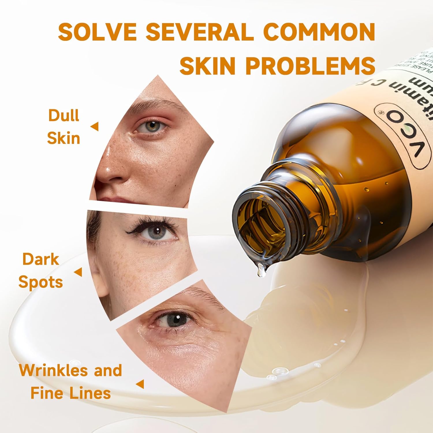 Detalle de VGO Vitamin C Serum for Face (Hyaluronic Acid + Vitamin E) — Anti-Aging Hydration for All Skin Types