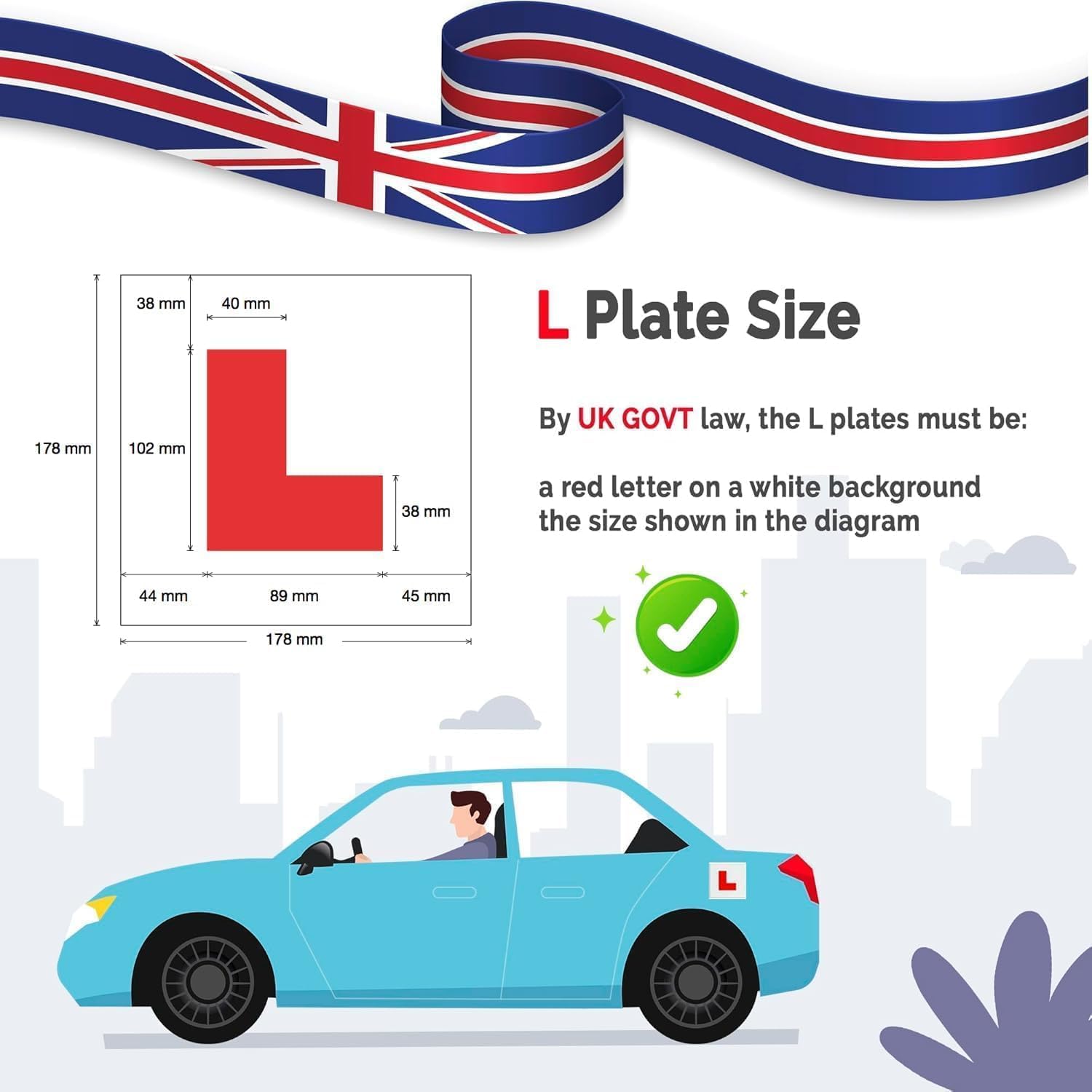 Thumbnail 5 de Stick Well Extra Strong 2 Pack L Plates Magnetic For Car