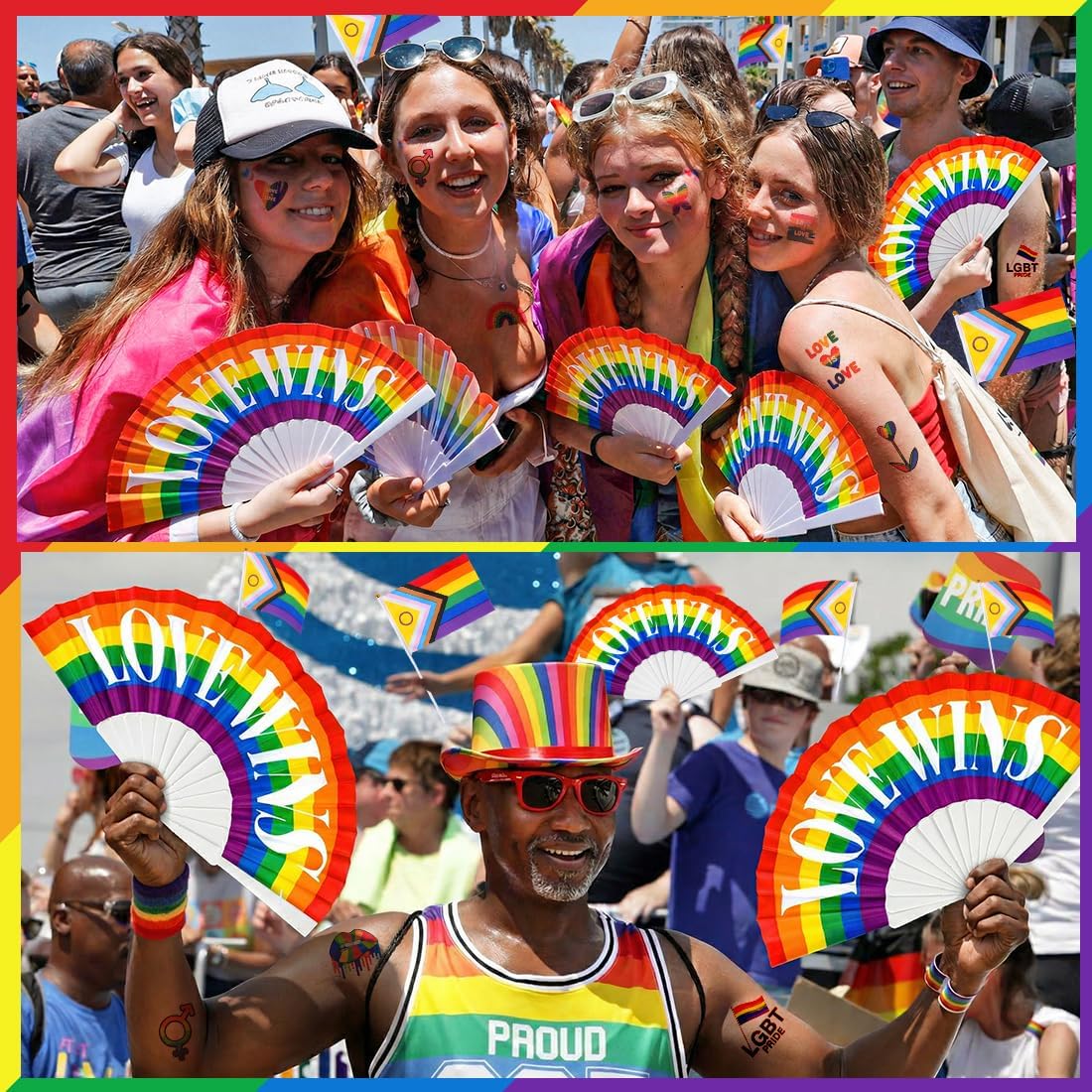 Thumbnail 2 de iZoeL Pride Fan Set: 10 Pieces of Rainbow Spirit for Parades and Celebrations
