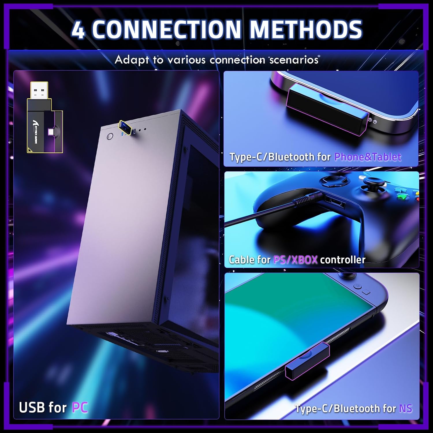 Detalle de ATTACK SHARK L80PRO Kabelloses Gaming-Headset – 3 Modi, Dual-Mikrofon, 40 mm Treiber, 3D-Surround-Sound