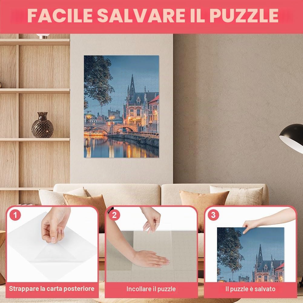 Detalle 2 de Ainiv 16 Fogli Colla per Puzzle Bifacciale – Adesivo trasparente per fissare e proteggere puzzle (19 × 26 cm)