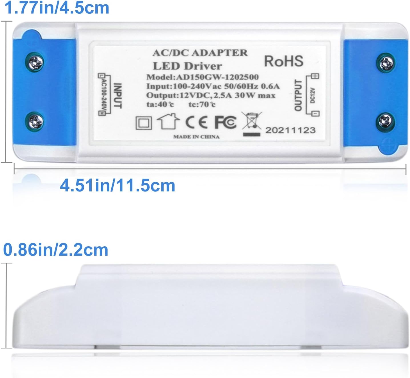 Thumbnail 4 de LED Transformator 1–30W 12V 5A Netzteil für MR16/G4/GU5.3