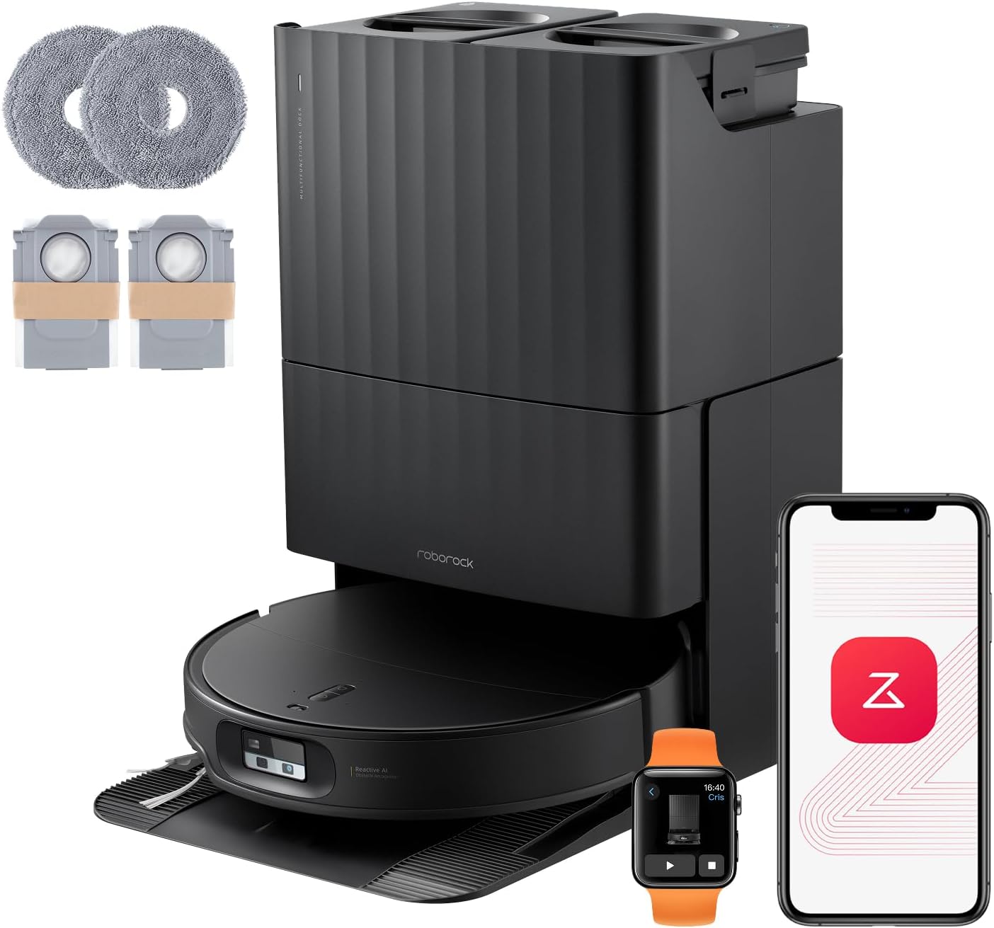 Detalle de roborock Qrevo Edge 2 Set robotstofzuiger, 25.000 Pa en ultraslank ontwerp