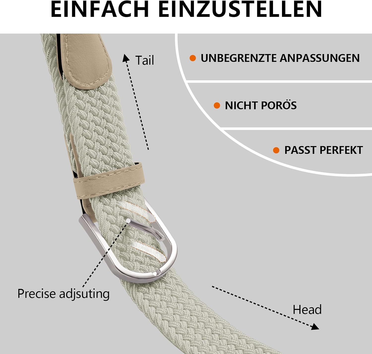 Thumbnail 2 de TANGCHAO Stoffgürtel Stretchgürtel 3.3 cm