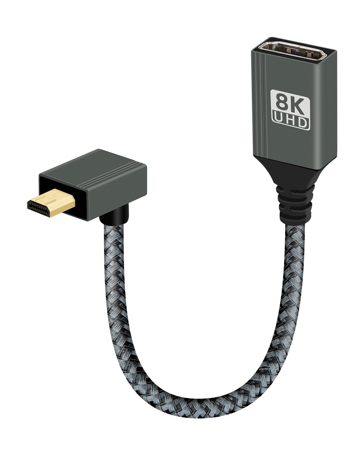 Detalle de RIIEYOCA 8K 90 Degree Up Angle Micro HDTV 2.1 Cable (15cm) – 8K@120Hz, 48Gbps