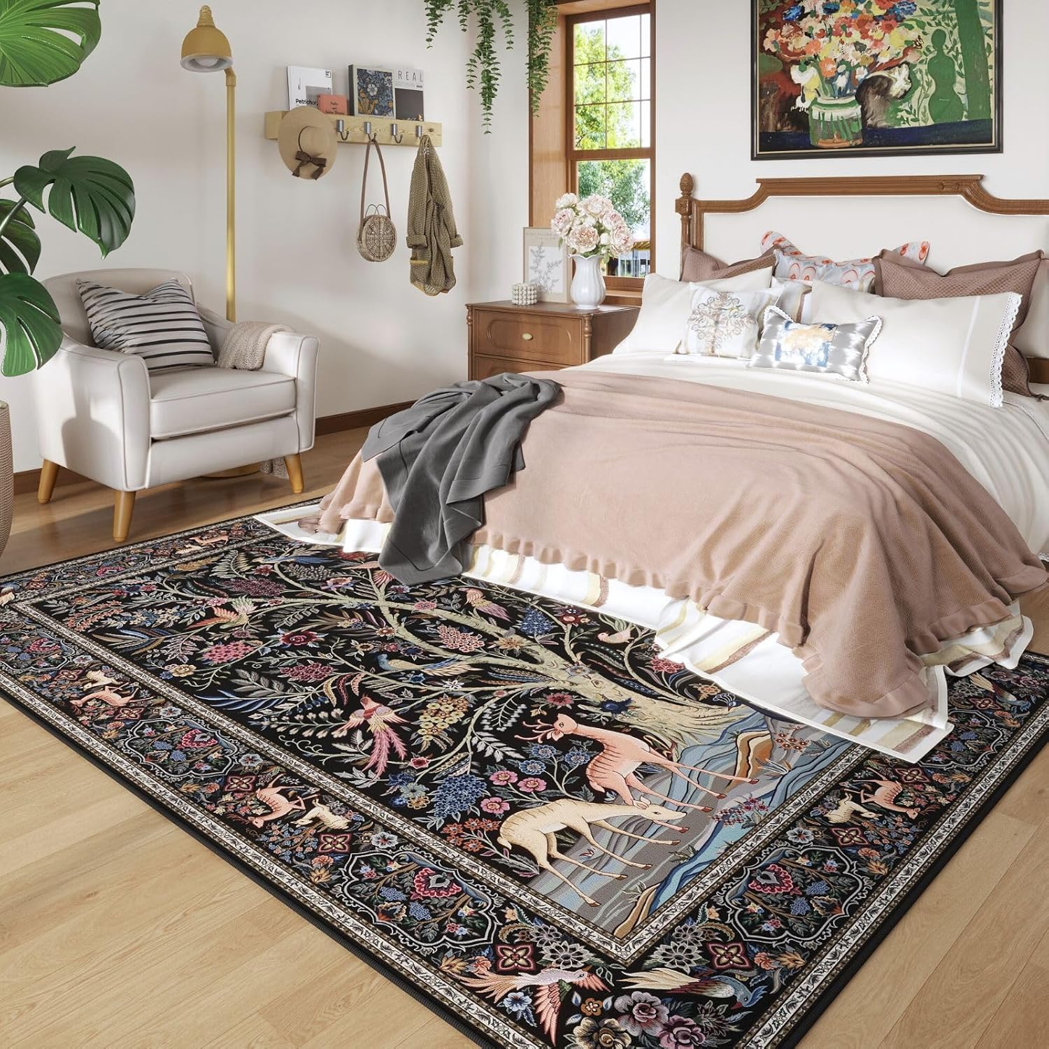 Thumbnail 1 de Rugcomf Area Rugs 9x12 Living Room Tree of Life Pattern – Vintage Washable Rug with Non-Slip Backing