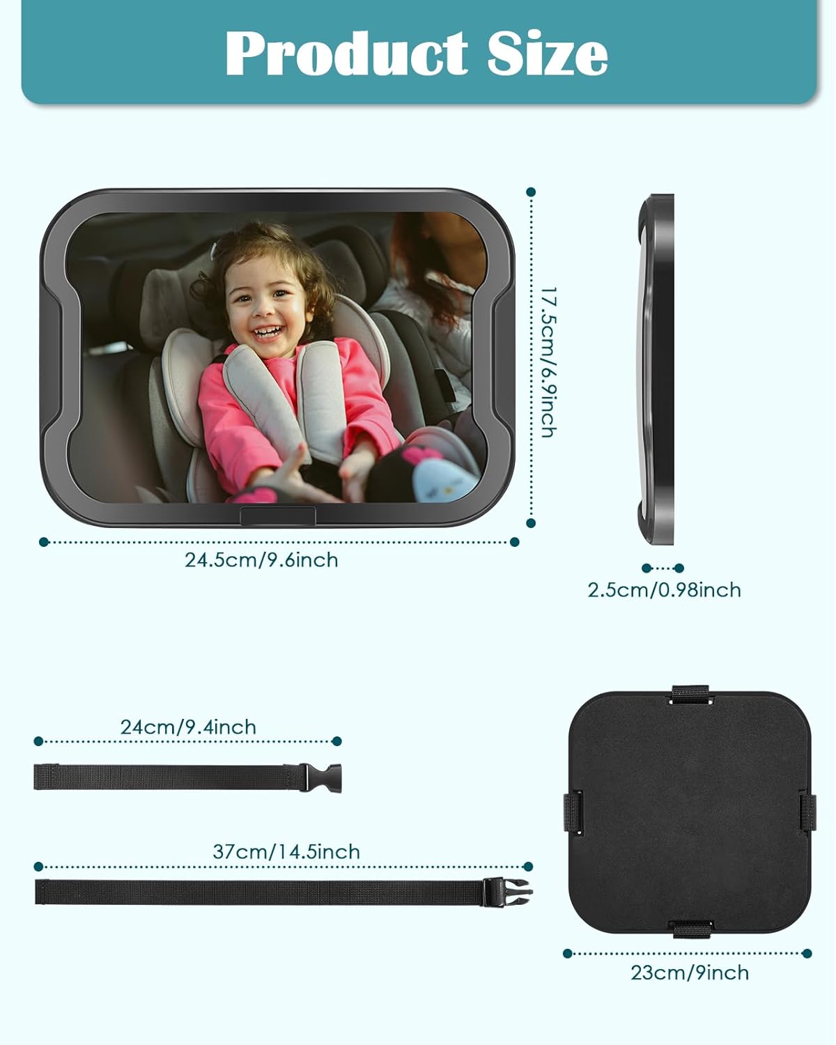 Thumbnail 6 de Zacro Baby Car Mirror - 360° Fully Adjustable Shatter Proof Rear View Mirror