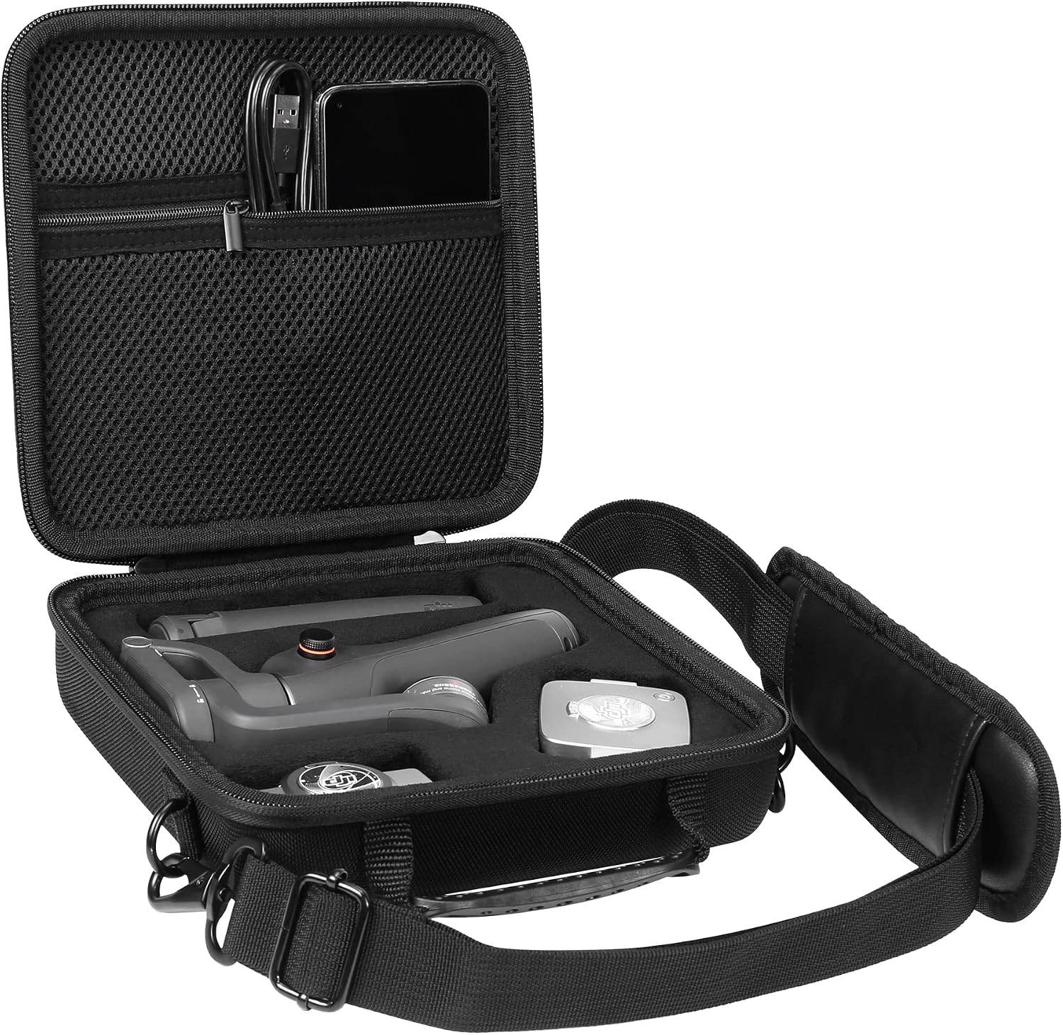 Thumbnail 1 de co2CREA Hard Travel Storage Case for DJI OSMO Mobile 6 and OM Fill Light Phone Clamp