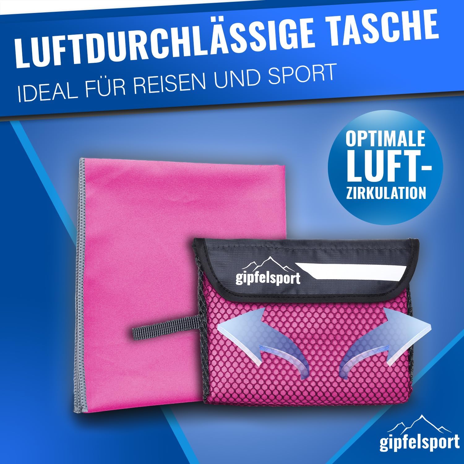 Thumbnail 5 de gipfelsport Mikrofaser Handtuch Set 180x80 cm – schnelltrocknend, kompakt, Fuchsia