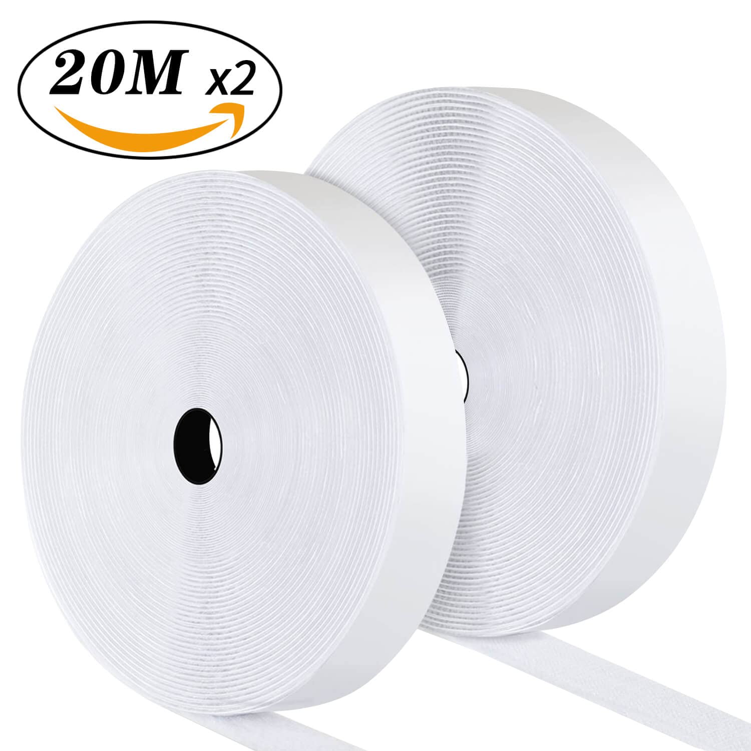 Thumbnail 1 de Blooven Hook and Loop Strip Tape 20 m x 20 mm, White