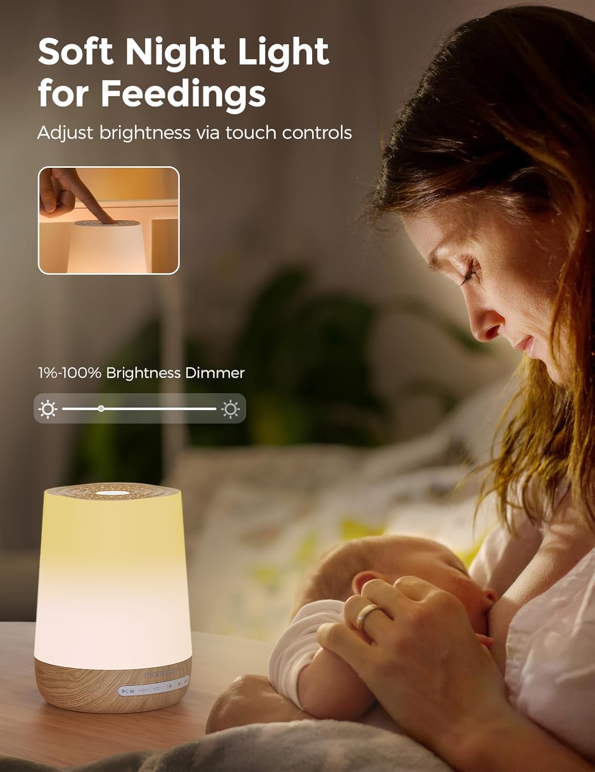 Detalle 2 de Momcozy White Noise Machine – Tragbar, 34 Geräusche, Nachtlicht & App-Steuerung