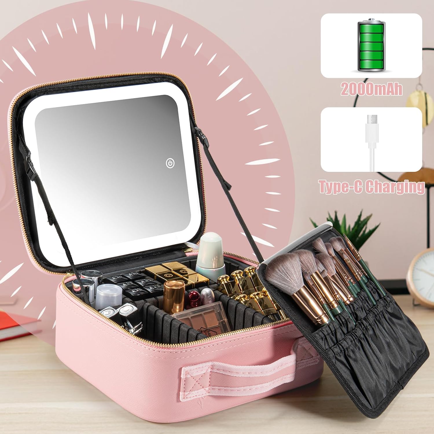 Thumbnail 1 de Extrei Gent Makeup Travel Train Case with Mirror LED Light