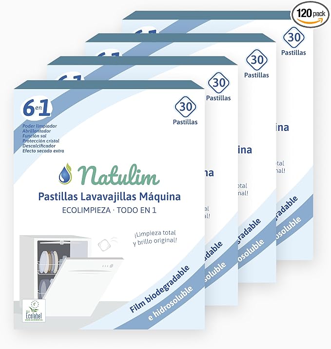 Detalle de Natulim Pastillas de Lavavajillas 120 Usos 🧼 4 Pack