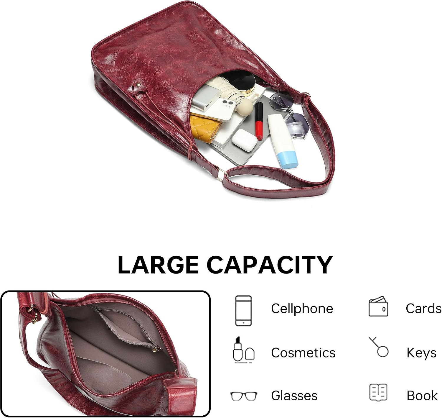 Detalle de GEMIU Hobo Tote Bag with Wide Strap
