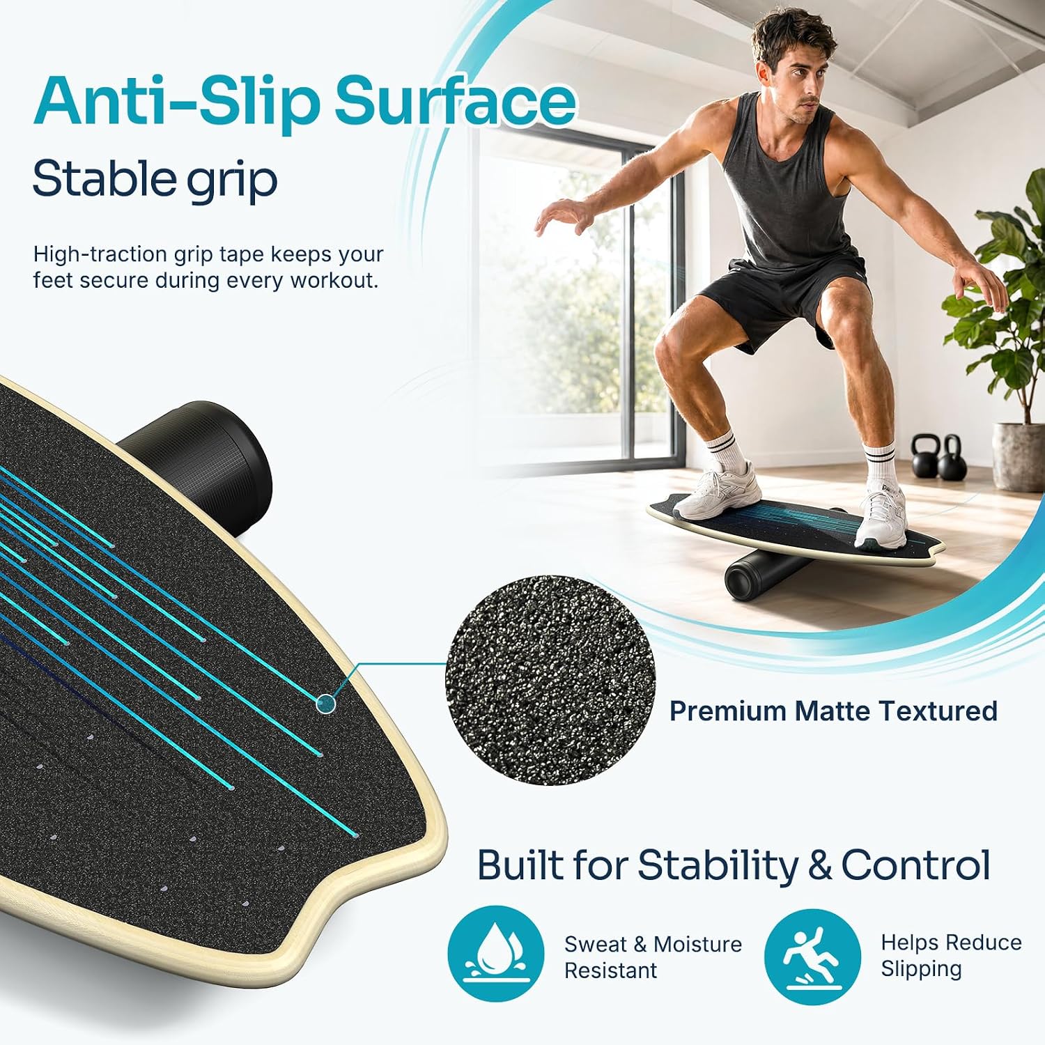 Thumbnail 6 de Balance Board in legno Sportneer: tavola di equilibrio 2 in 1 per bambini e adulti