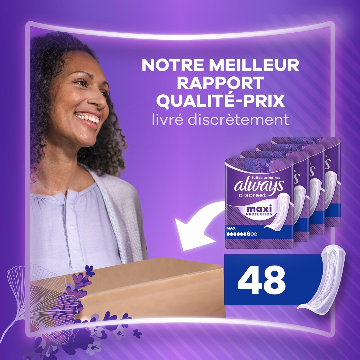 Thumbnail 6 de Always Discreet Serviettes Pour Fuites Urinaires Femmes — Maxi Protection, Absorption 7, 48 Serviettes
