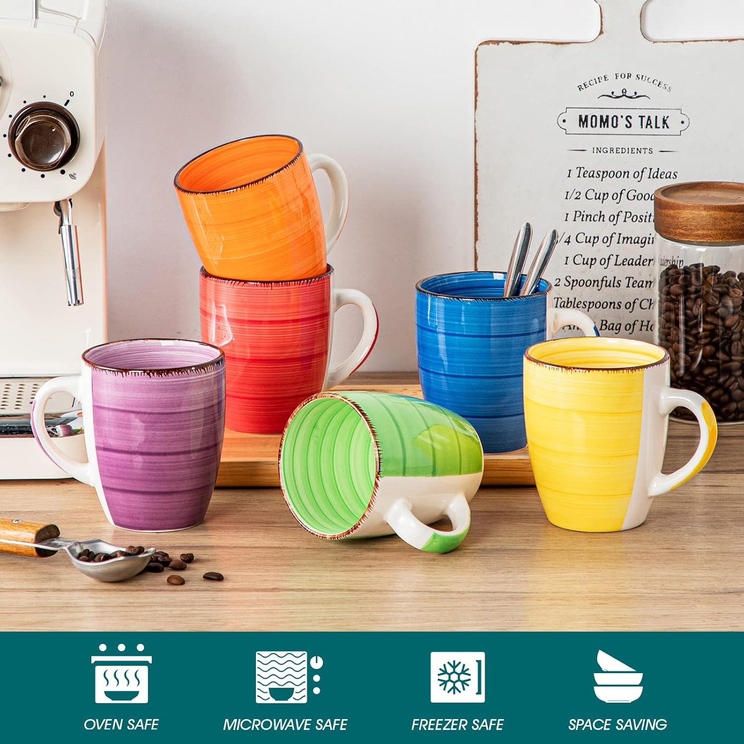 Detalle de Vancasso ceramic coffee mugs, 12 oz