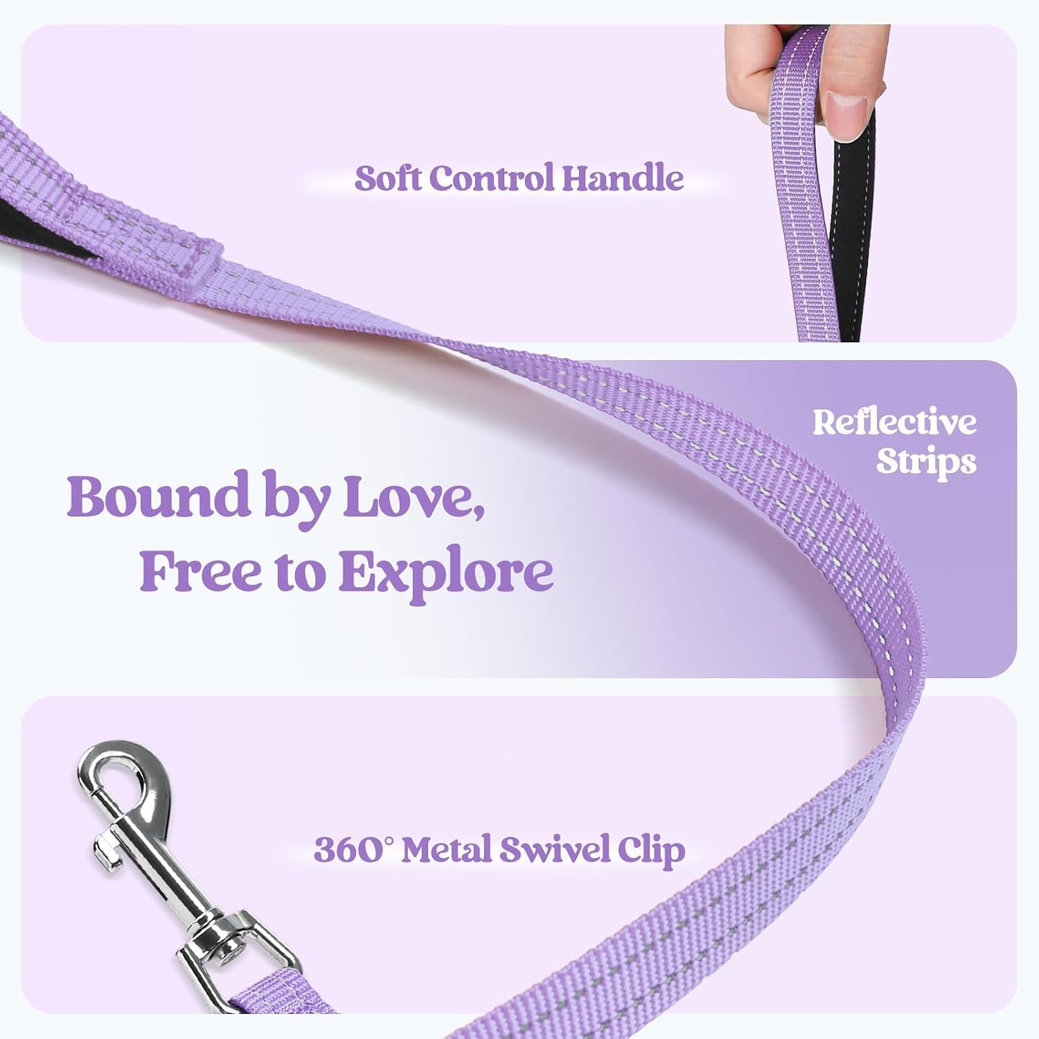 Detalle de rabbitgoo Small Dog Step-in Soft Mesh Harness & Lead Set (Reflective Strips) – Light Purple, S
